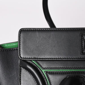 極美品 CELINE セリーヌ ラゲージマイクロショッパー ショルダーバッグ ハンドバッグ ブラック カーフスキン ボックスカーフ ゴールド金具 177423AAA 廃盤 中古 4a002087