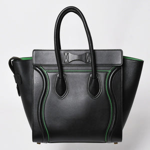 極美品 CELINE セリーヌ ラゲージマイクロショッパー ショルダーバッグ ハンドバッグ ブラック カーフスキン ボックスカーフ ゴールド金具 177423AAA 廃盤 中古 4a002087