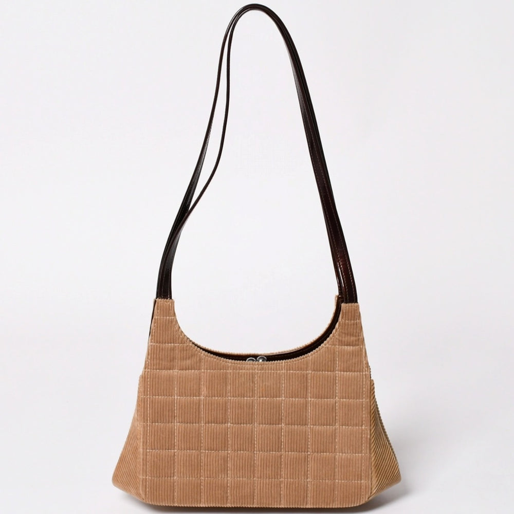 CHANEL Chocolate Bar Line One Shoulder Bag No. 6 Coco Mark Patch Patent Corduroy Clasp Good Condition Used 4a002797