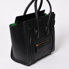 画像をギャラリービューアに読み込む, 極美品 CELINE セリーヌ ラゲージマイクロショッパー ショルダーバッグ ハンドバッグ ブラック カーフスキン ボックスカーフ ゴールド金具 177423AAA 廃盤 中古 4a002087