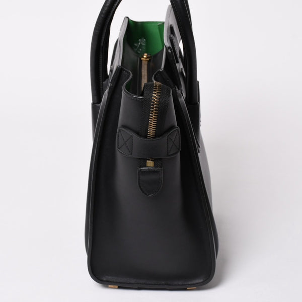 極美品 CELINE セリーヌ ラゲージマイクロショッパー ショルダーバッグ ハンドバッグ ブラック カーフスキン ボックスカーフ ゴールド金具 177423AAA 廃盤 中古 4a002087
