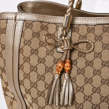Load image into Gallery viewer, 極美品 GUCCI グッチ トートバッグ ハンドバッグ 269945 イタリア製 GGキャンバス レザー ベージュ ゴールド ゴールド金具 中古 4a002010