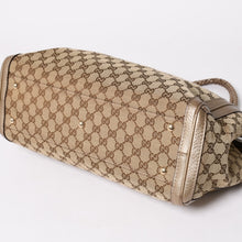 Load image into Gallery viewer, 極美品 GUCCI グッチ トートバッグ ハンドバッグ 269945 イタリア製 GGキャンバス レザー ベージュ ゴールド ゴールド金具 中古 4a002010