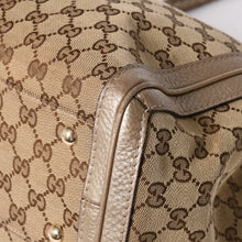 Load image into Gallery viewer, 極美品 GUCCI グッチ トートバッグ ハンドバッグ 269945 イタリア製 GGキャンバス レザー ベージュ ゴールド ゴールド金具 中古 4a002010