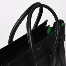 画像をギャラリービューアに読み込む, 極美品 CELINE セリーヌ ラゲージマイクロショッパー ショルダーバッグ ハンドバッグ ブラック カーフスキン ボックスカーフ ゴールド金具 177423AAA 廃盤 中古 4a002087