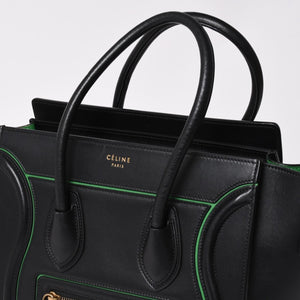 極美品 CELINE セリーヌ ラゲージマイクロショッパー ショルダーバッグ ハンドバッグ ブラック カーフスキン ボックスカーフ ゴールド金具 177423AAA 廃盤 中古 4a002087