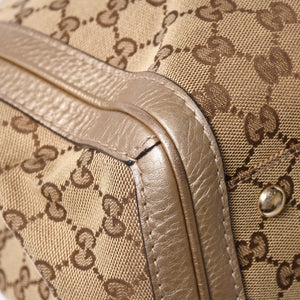 極美品 GUCCI グッチ トートバッグ ハンドバッグ 269945 イタリア製 GGキャンバス レザー ベージュ ゴールド ゴールド金具 中古 4a002010