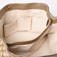 Load image into Gallery viewer, 極美品 GUCCI グッチ トートバッグ ハンドバッグ 269945 イタリア製 GGキャンバス レザー ベージュ ゴールド ゴールド金具 中古 4a002010