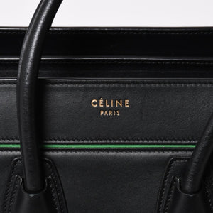 極美品 CELINE セリーヌ ラゲージマイクロショッパー ショルダーバッグ ハンドバッグ ブラック カーフスキン ボックスカーフ ゴールド金具 177423AAA 廃盤 中古 4a002087