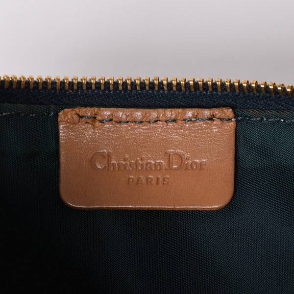 極美品 Christian Dior クリスチャンディオール サドルポーチ アクセサリーポーチ MC0031 キャンバス レザー シルバー ゴールド金具 中古 4a002089