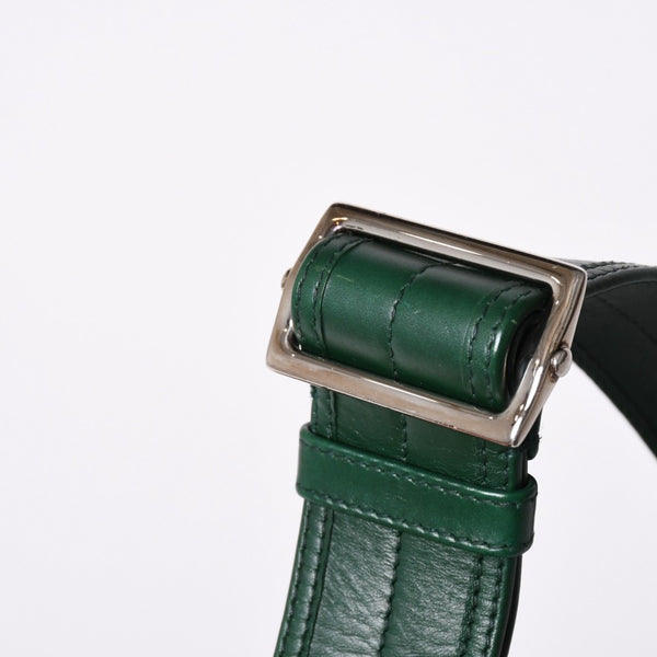 Very Good Condition SAINT LAURENT Rive Gauche Leather Hobo Shoulder Bag Tom Ford Period Early 2000s Green Leather Pleated Drawstring 120436 001998 Used 4a002095