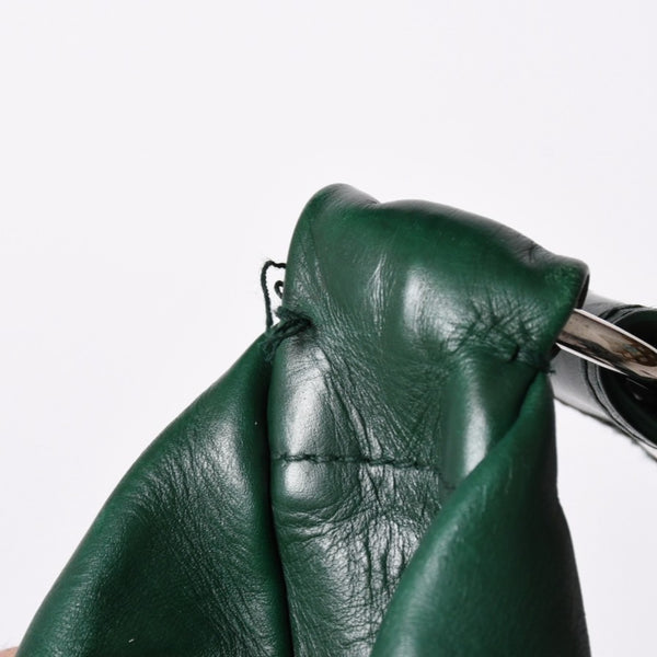 Very Good Condition SAINT LAURENT Rive Gauche Leather Hobo Shoulder Bag Tom Ford Period Early 2000s Green Leather Pleated Drawstring 120436 001998 Used 4a002095