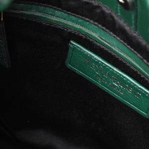 Very Good Condition SAINT LAURENT Rive Gauche Leather Hobo Shoulder Bag Tom Ford Period Early 2000s Green Leather Pleated Drawstring 120436 001998 Used 4a002095