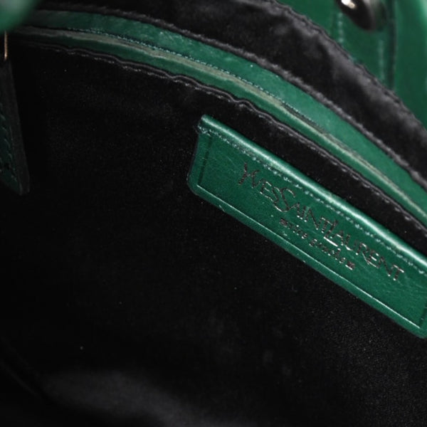 Very Good Condition SAINT LAURENT Rive Gauche Leather Hobo Shoulder Bag Tom Ford Period Early 2000s Green Leather Pleated Drawstring 120436 001998 Used 4a002095