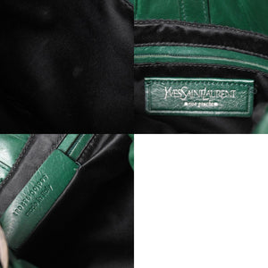 Very Good Condition SAINT LAURENT Rive Gauche Leather Hobo Shoulder Bag Tom Ford Period Early 2000s Green Leather Pleated Drawstring 120436 001998 Used 4a002095