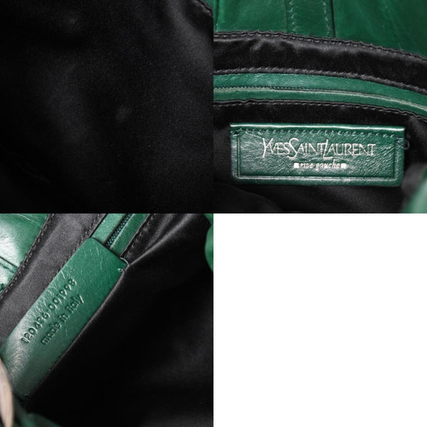 Very Good Condition SAINT LAURENT Rive Gauche Leather Hobo Shoulder Bag Tom Ford Period Early 2000s Green Leather Pleated Drawstring 120436 001998 Used 4a002095