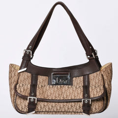 Christian Dior Trotter Canvas Street Chic Shoulder Bag Trotter Pattern Beige Brown 13-BM-0075 Monogram Good Condition Used 4a002101