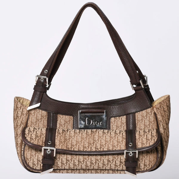 Christian Dior Trotter Canvas Street Chic Shoulder Bag Trotter Pattern Beige Brown 13-BM-0075 Monogram Good Condition Used 4a002101
