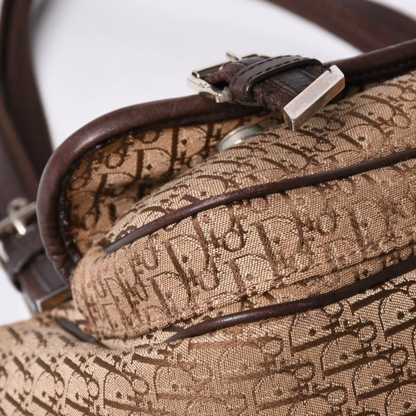 Christian Dior Trotter Canvas Street Chic Shoulder Bag Trotter Pattern Beige Brown 13-BM-0075 Monogram Good Condition Used 4a002101