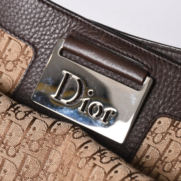 Christian Dior Trotter Canvas Street Chic Shoulder Bag Trotter Pattern Beige Brown 13-BM-0075 Monogram Good Condition Used 4a002101