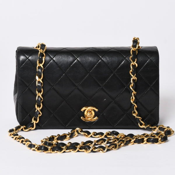 CHANEL Full Flap Mini Matelasse 19 S Chain Shoulder Bag A2300 No. 1 Coco Mark Lambskin Gold Hardware Good Condition Used 4a002130