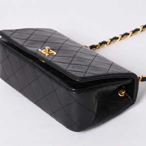 CHANEL Full Flap Mini Matelasse 19 S Chain Shoulder Bag A2300 No. 1 Coco Mark Lambskin Gold Hardware Good Condition Used 4a002130