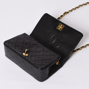 CHANEL Full Flap Mini Matelasse 19 S Chain Shoulder Bag A2300 No. 1 Coco Mark Lambskin Gold Hardware Good Condition Used 4a002130