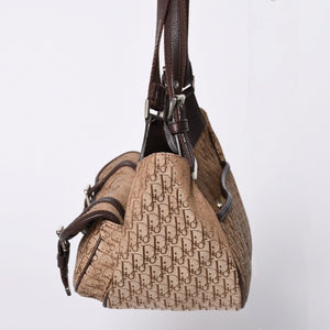 Christian Dior Trotter Canvas Street Chic Shoulder Bag Trotter Pattern Beige Brown 13-BM-0075 Monogram Good Condition Used 4a002101
