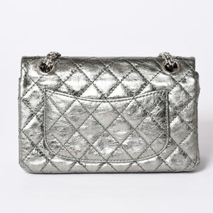 Very Good Condition CHANEL 2.55 W Flap W Chain Shoulder Bag AS0874 No. 11 Vintage Calfskin Metallic Green Used 4a002128