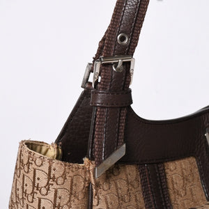 Christian Dior Trotter Canvas Street Chic Shoulder Bag Trotter Pattern Beige Brown 13-BM-0075 Monogram Good Condition Used 4a002101