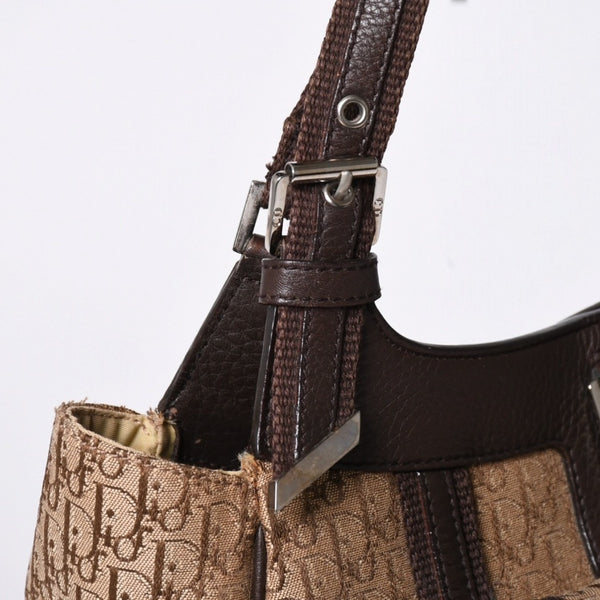 Christian Dior Trotter Canvas Street Chic Shoulder Bag Trotter Pattern Beige Brown 13-BM-0075 Monogram Good Condition Used 4a002101