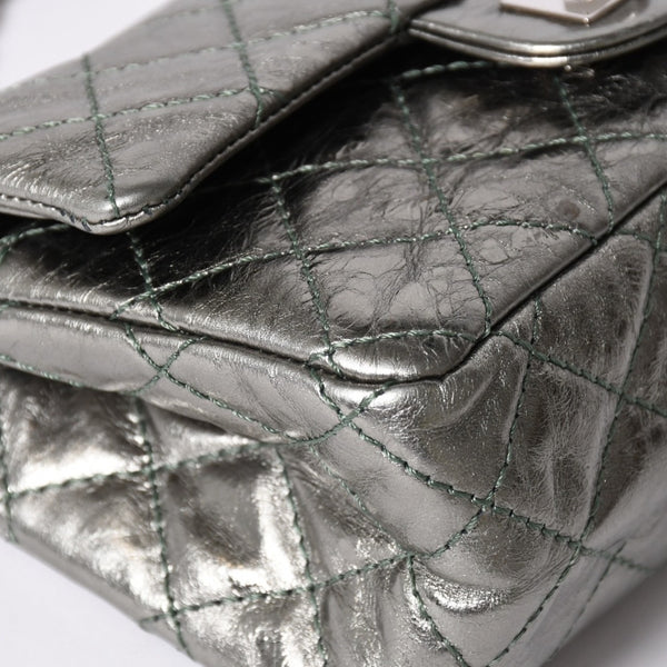 Very Good Condition CHANEL 2.55 W Flap W Chain Shoulder Bag AS0874 No. 11 Vintage Calfskin Metallic Green Used 4a002128