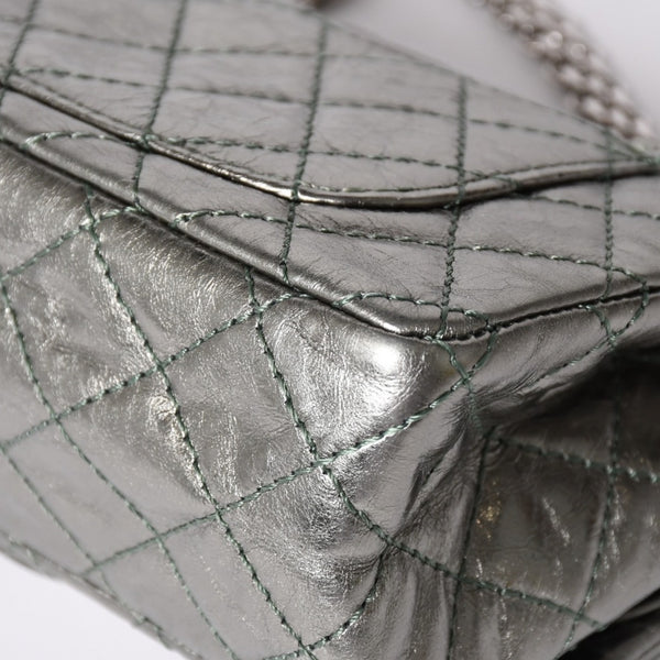 Very Good Condition CHANEL 2.55 W Flap W Chain Shoulder Bag AS0874 No. 11 Vintage Calfskin Metallic Green Used 4a002128