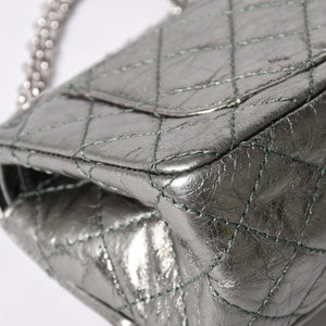 Very Good Condition CHANEL 2.55 W Flap W Chain Shoulder Bag AS0874 No. 11 Vintage Calfskin Metallic Green Used 4a002128