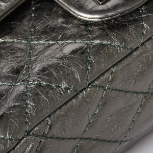 Very Good Condition CHANEL 2.55 W Flap W Chain Shoulder Bag AS0874 No. 11 Vintage Calfskin Metallic Green Used 4a002128