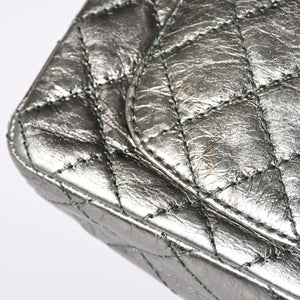 Very Good Condition CHANEL 2.55 W Flap W Chain Shoulder Bag AS0874 No. 11 Vintage Calfskin Metallic Green Used 4a002128