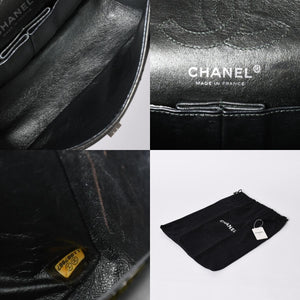 Very Good Condition CHANEL 2.55 W Flap W Chain Shoulder Bag AS0874 No. 11 Vintage Calfskin Metallic Green Used 4a002128