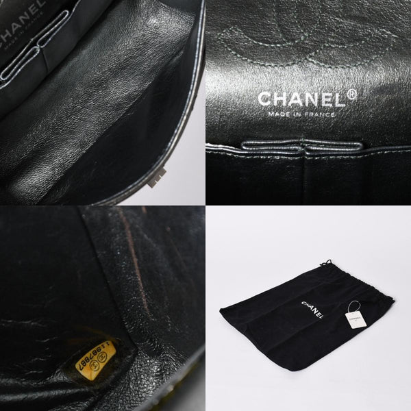 Very Good Condition CHANEL 2.55 W Flap W Chain Shoulder Bag AS0874 No. 11 Vintage Calfskin Metallic Green Used 4a002128