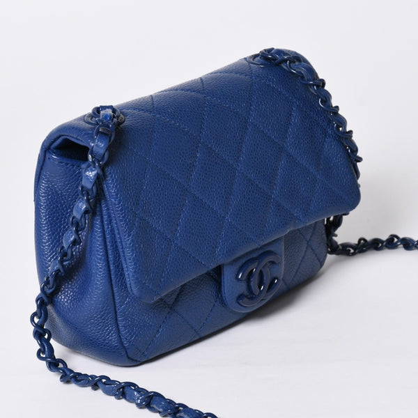 極美品 CHANEL シャネル Sフラップ Sチェーンショルダーバッグ AS1784 29番台 ココマーク キャビアスキン ブルー 中古 4a002129