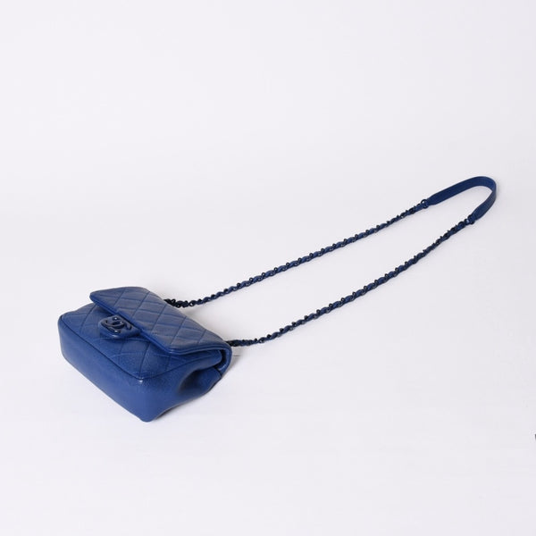 極美品 CHANEL シャネル Sフラップ Sチェーンショルダーバッグ AS1784 29番台 ココマーク キャビアスキン ブルー 中古 4a002129