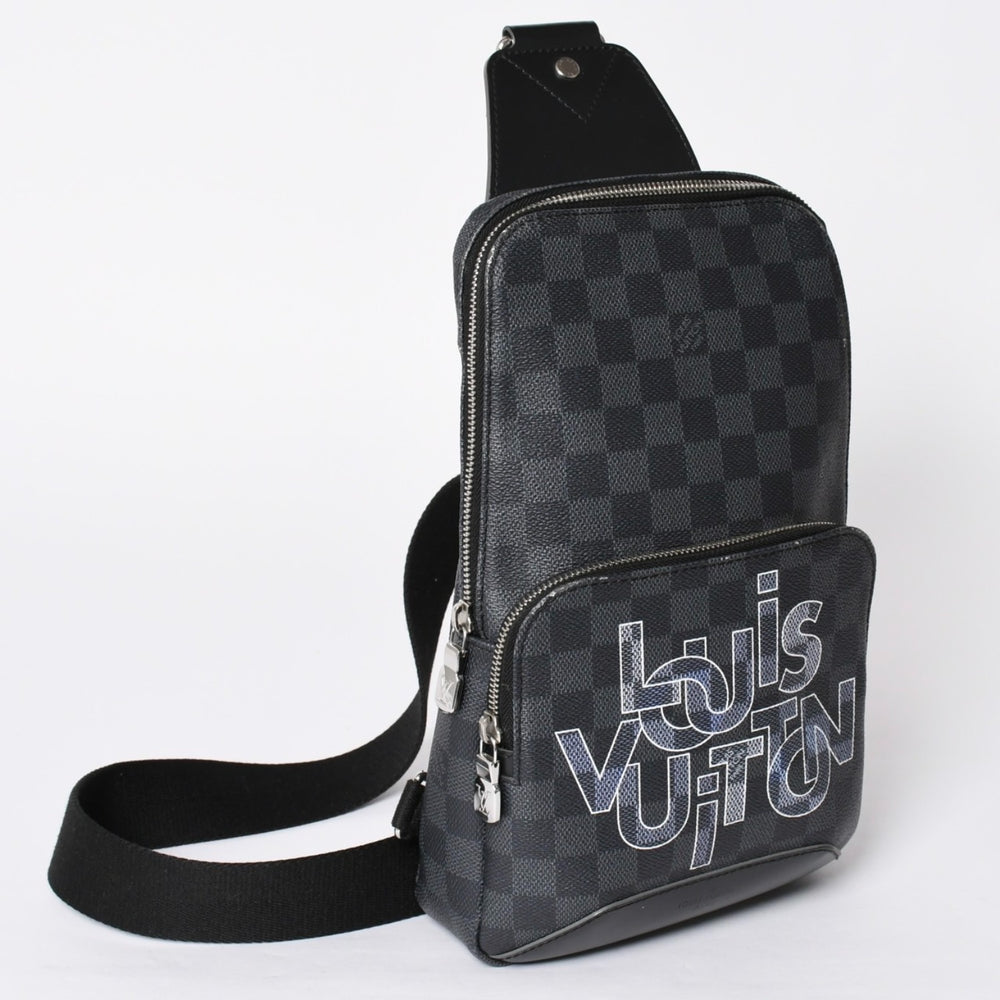 LOUIS VUITTON Avenue Sling Bag Body Bag N40274 Damier Graphite Canvas Silver Hardware Used 4a001737