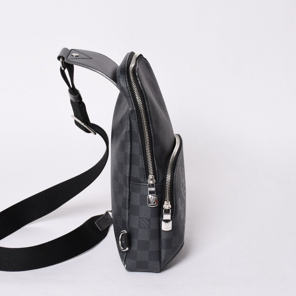 LOUIS VUITTON Avenue Sling Bag Body Bag N40274 Damier Graphite Canvas Silver Hardware Used 4a001737