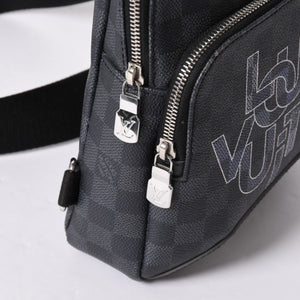 LOUIS VUITTON ルイヴィトン アヴェニュースリングバッグ ボディバッグ N40274 ダミエグラフィットキャンバス シルバー金具 中古 4a001737