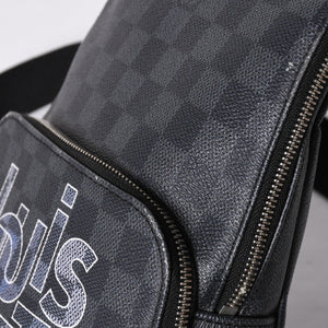 LOUIS VUITTON ルイヴィトン アヴェニュースリングバッグ ボディバッグ N40274 ダミエグラフィットキャンバス シルバー金具 中古 4a001737