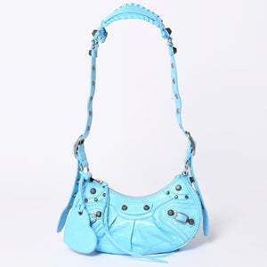 Very Good Condition BALENCIAGA Le Cargole Le Cargole Shoulder Bag Blue Silver Hardware 671309 Used 4a002107