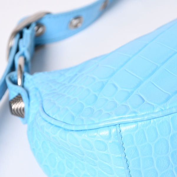 Very Good Condition BALENCIAGA Le Cargole Le Cargole Shoulder Bag Blue Silver Hardware 671309 Used 4a002107