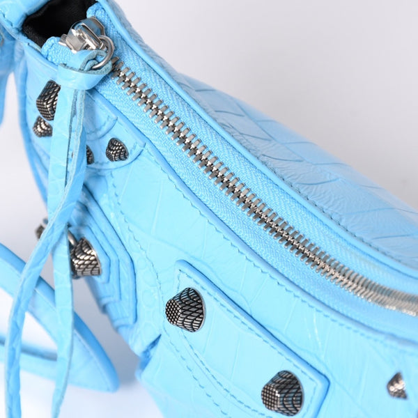 Very Good Condition BALENCIAGA Le Cargole Le Cargole Shoulder Bag Blue Silver Hardware 671309 Used 4a002107
