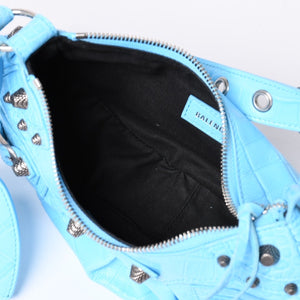 Very Good Condition BALENCIAGA Le Cargole Le Cargole Shoulder Bag Blue Silver Hardware 671309 Used 4a002107