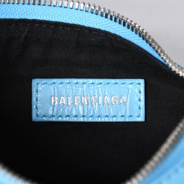 Very Good Condition BALENCIAGA Le Cargole Le Cargole Shoulder Bag Blue Silver Hardware 671309 Used 4a002107