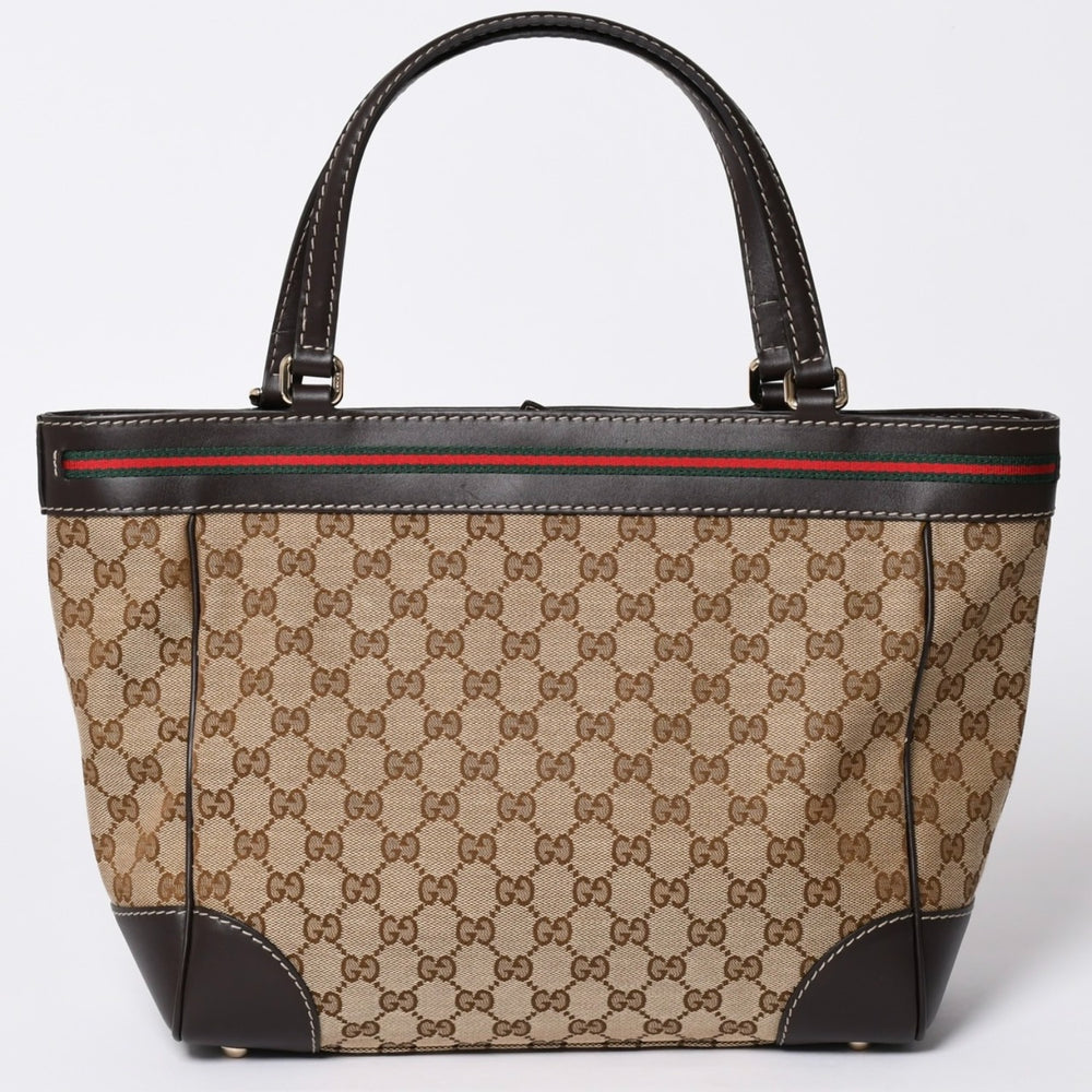 極美品 GUUCI グッチ Tote Bag トートバッグ GGキャンバス シェリーライン ブラウン ベージュ 257061 ゴールド金具 中古 4a002059